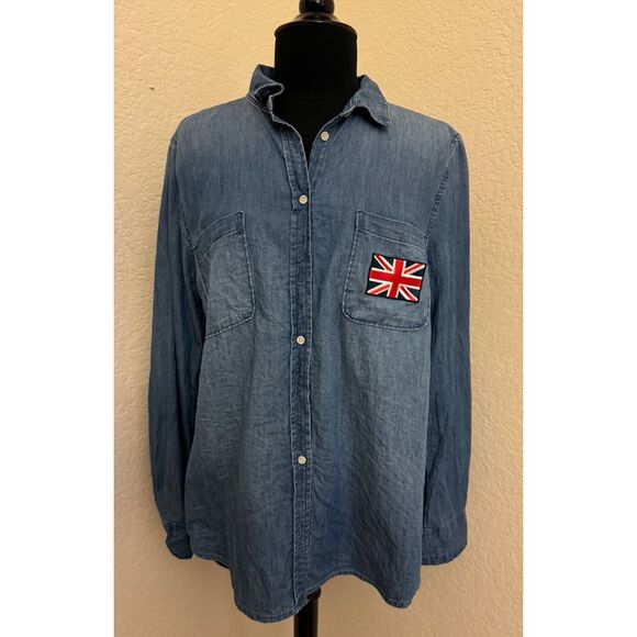 Merona Denim Button Down with Wings/Embellishments-Sz XL - Picture 2 of 13